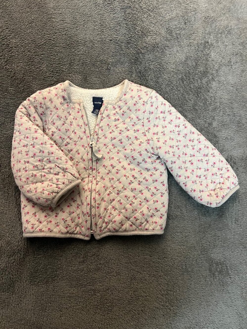 GAP Quilted Floral Sherpa-Lined Jacket (Girls Size 18-24 Months)